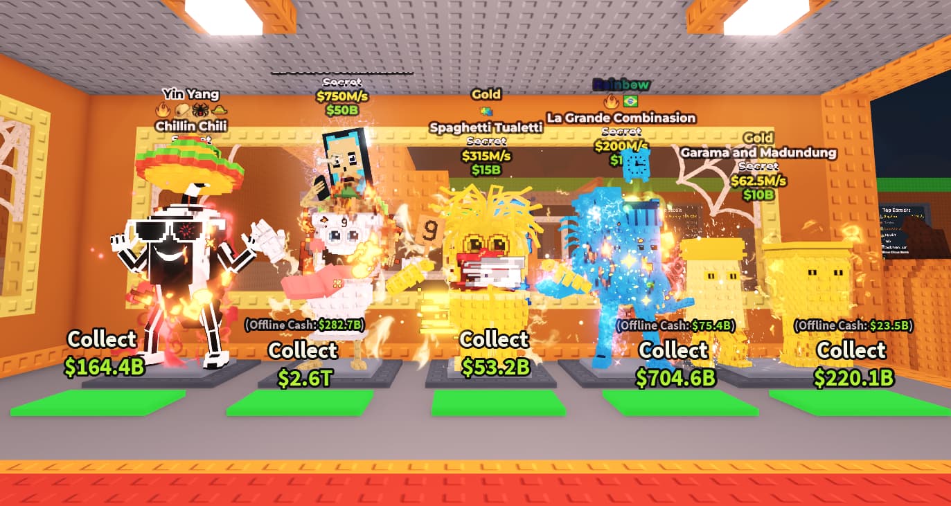 Conta de Brainrot com garama, la secret, chilli, la grande rainbow e spagueti